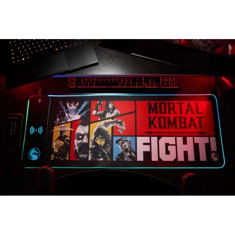 Tapete de rato Numskull Mortal Kombat + carregamento sem fios 30x80cm