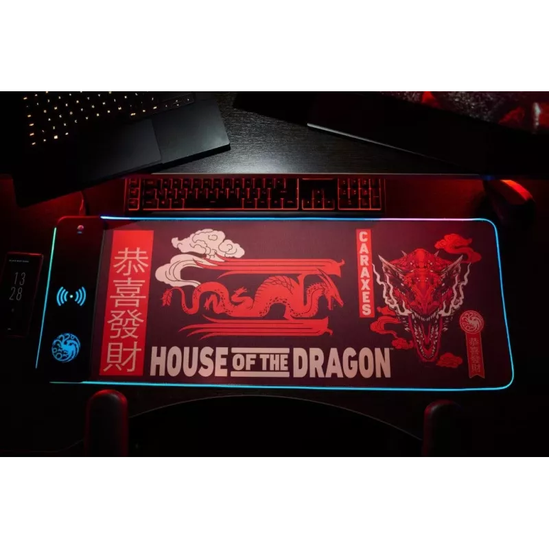 Tapete de rato Numskull House of the Dragon + carregamento sem fios 30x80cm