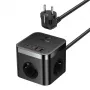 Baseus PowerCombo Extensão universal com tomadas interiores preto