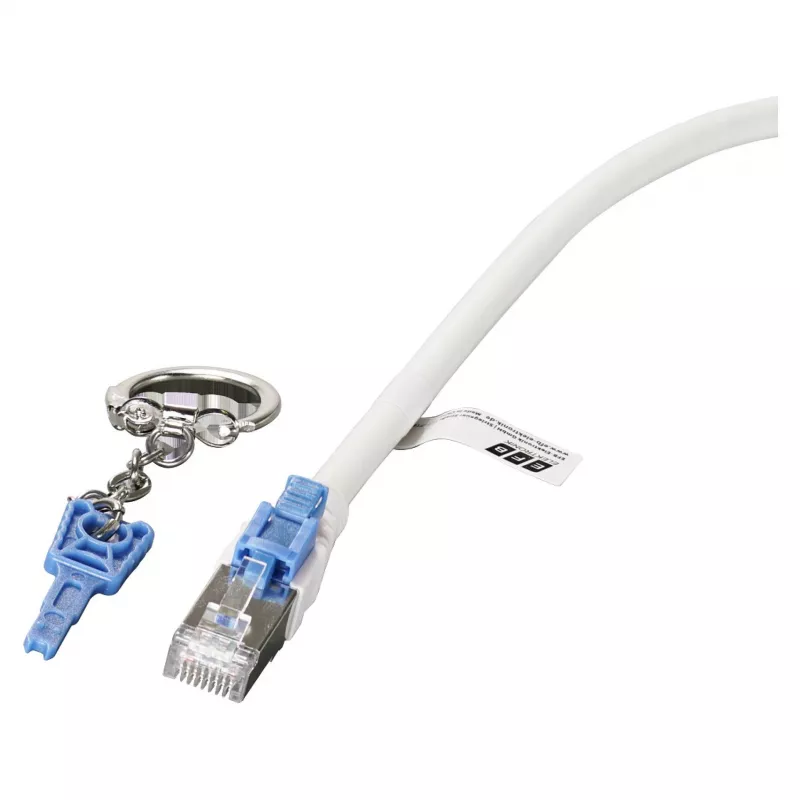Cabo de patch EFB RJ45 Cat.6A S/FTP LSZH BC AWG26 bloqueável branco 0,5m