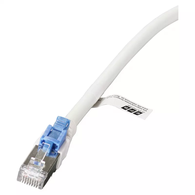 Cabo de patch EFB RJ45 Cat.6A S/FTP LSZH BC AWG26 bloqueável branco 0,5m