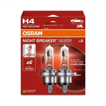 OSRAM NIGHT BREAKER SILVER H4 12 V 60/55 W, 2 unid.