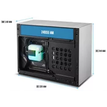 Caixa para PC Lian Li x DAN Cases A4-H2O, caixa Mini, Mini-ITX, PCIe 5.0 Riser – prateado