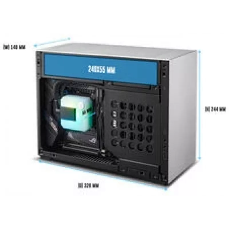 Caixa para PC Lian Li x DAN Cases A4-H2O, caixa Mini, Mini-ITX, PCIe 5.0 Riser – prateado