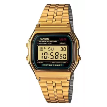 Casio A159WGEA-1DF Relógio digital unissexo Vintage com bracelete de aço inoxidável, dourado/preto (A159WGEA-1DF)