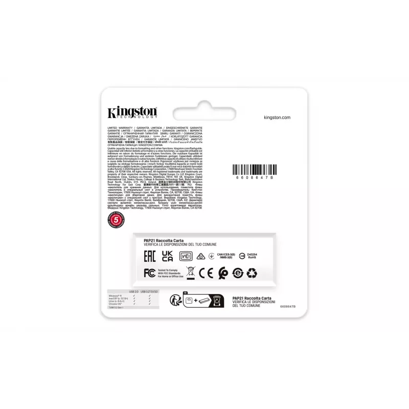 Kingston Technology DataTraveler 64GB USB 3.2 Gen 1 portátil Exodia preto