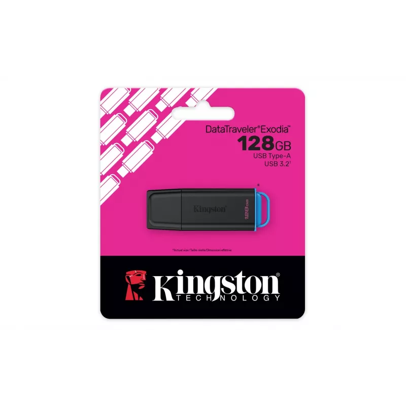 Kingston Technology DataTraveler 128GB USB 3.2 Gen 1 portátil Exodia preto/azul