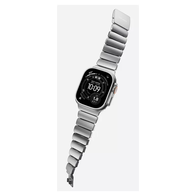 NOMAD Stratos Band - Bracelete de titânio para Apple Watch 49mm com FKM (titânio natural, FKM preto)
