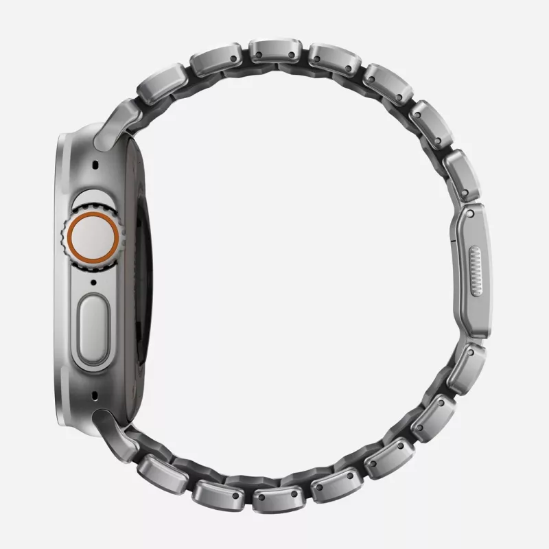 NOMAD Stratos Band - Bracelete de titânio para Apple Watch 49mm com FKM (titânio natural, FKM preto)
