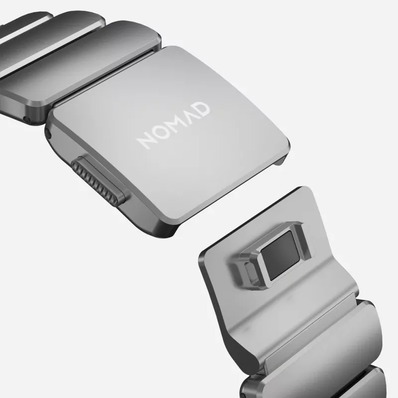 NOMAD Stratos Band - Bracelete de titânio para Apple Watch 49mm com FKM (titânio natural, FKM preto)