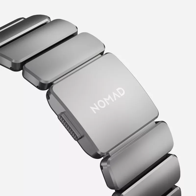 NOMAD Stratos Band - Bracelete de titânio para Apple Watch 49mm com FKM (titânio natural, FKM preto)