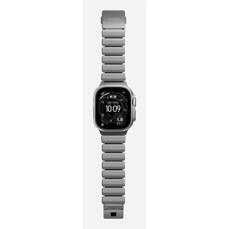 NOMAD Stratos Band - Bracelete de titânio para Apple Watch 49mm com FKM (titânio natural, FKM preto)