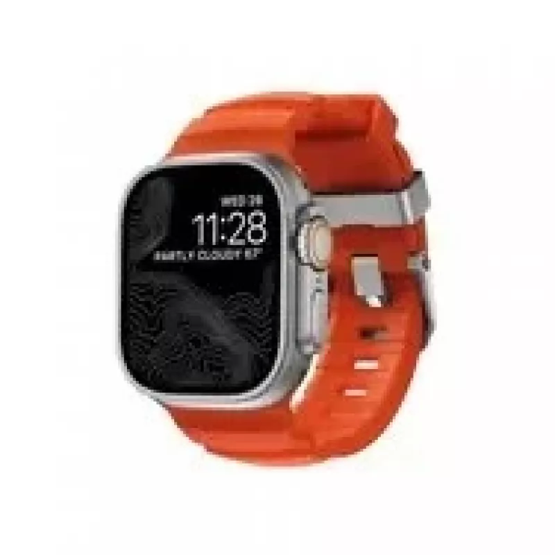 NOMAD Rocky Point Band - Bracelete para Apple Watch 46mm/49mm com FKM e titânio (Magma, ferragens naturais)