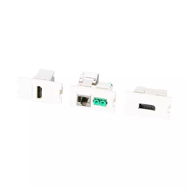 Conjunto de moldura multifunções com adaptador de 1 e 2 portas formato Keystone (HDMI, USB, EFB