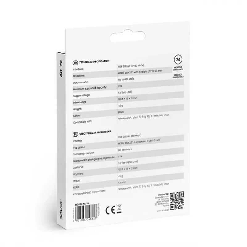 Caixa externa para HDD/SSD AK-73 SAVIO