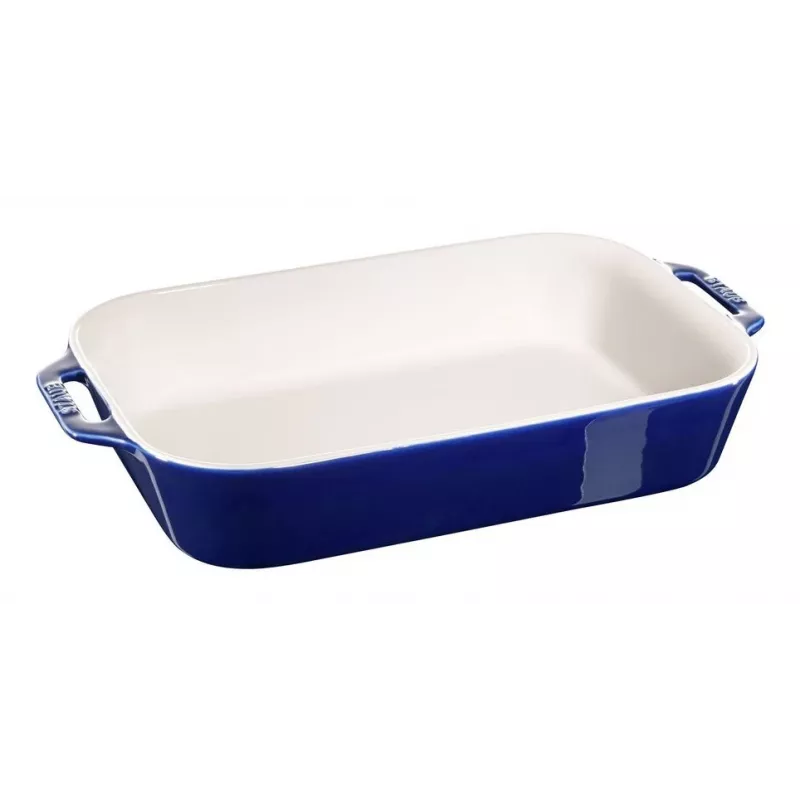 Staub Forma retangular de cerâmica, azul-escuro, 34x24x7,6