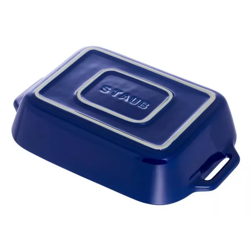 Staub Forma retangular de cerâmica, azul-escuro, 34x24x7,6