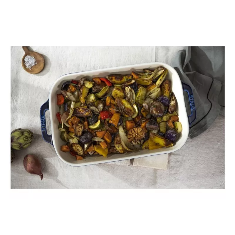 Staub Forma retangular de cerâmica, azul-escuro, 34x24x7,6