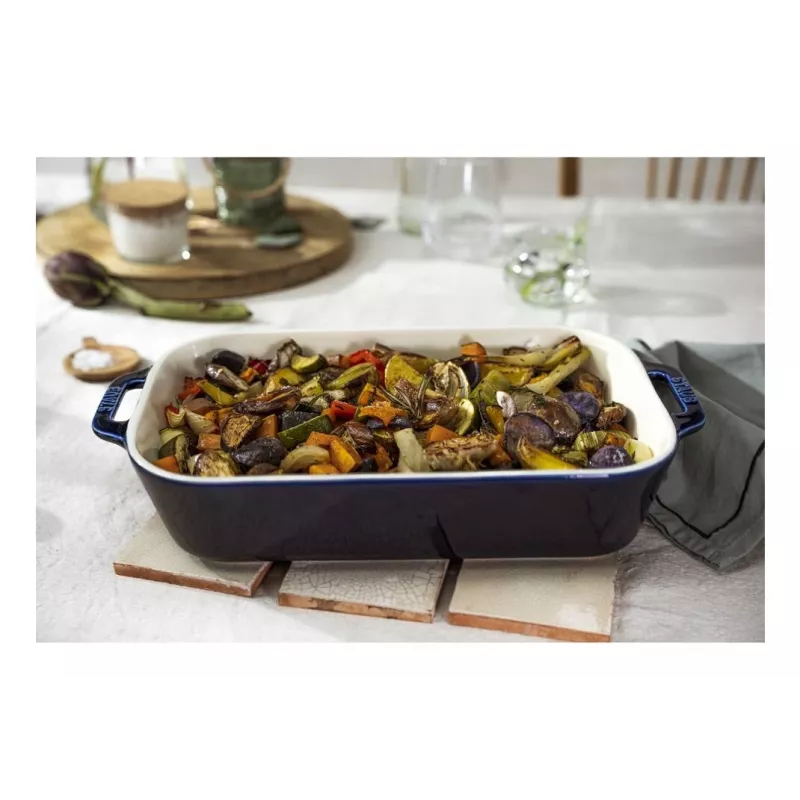 Staub Forma retangular de cerâmica, azul-escuro, 34x24x7,6