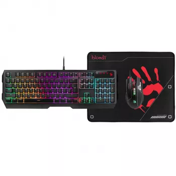 A4TECH BLOODY USB B1700 B140N +ES7 + BP-50M USB/ Esports Preto Conjunto USB (Teclado+Rato+Tapete) (EN)