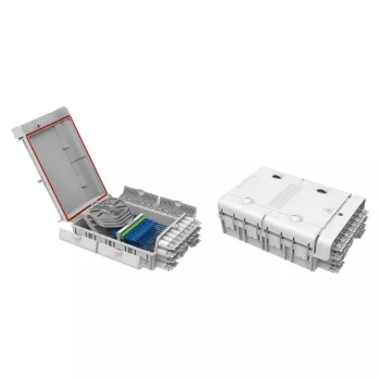 Caixa de terminação de fibra ótica exterior FTTH IP65 Marca FTTH-BOX-OUT-5 para 48 fibras, 24 adaptadores, cassete de fusão incluída