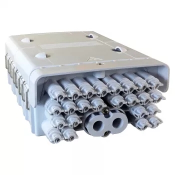 Caixa de terminação de fibra ótica exterior FTTH IP65 Marca FTTH-BOX-OUT-5 para 48 fibras, 24 adaptadores, cassete de fusão incluída