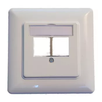 EFB Elektronik Conjunto de moldura Keystone de 2 portas ET-25091 — saída reta DIN49075, RAL9003 branco, moldura 80×80 mm com placa central 50×50 mm