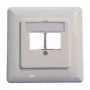 EFB Elektronik Conjunto de moldura Keystone de 2 portas ET-25091 — saída reta DIN49075, RAL9003 branco, moldura 80×80 mm com placa central 50×50 mm
