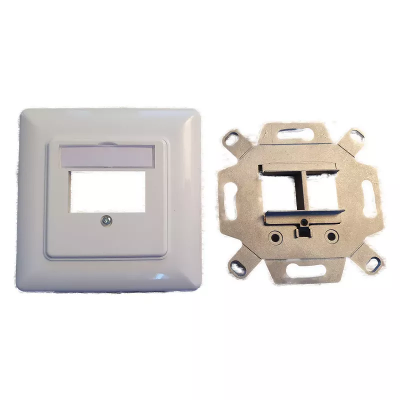 EFB Elektronik Conjunto de moldura Keystone de 2 portas ET-25091 — saída reta DIN49075, RAL9003 branco, moldura 80×80 mm com placa central 50×50 mm