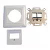 EFB Elektronik Conjunto de moldura Keystone de 2 portas ET-25091 — saída reta DIN49075, RAL9003 branco, moldura 80×80 mm com placa central 50×50 mm
