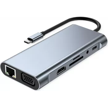 VALUE Docking station USB-C 11-em-1, 4K30 1x(HDMI/VGA/GbE), USB(3xA,1xC,1xC PD) (12.99.1143)