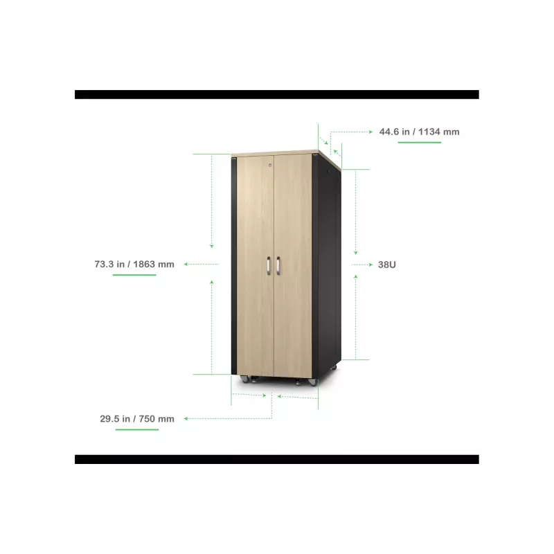 APC NetShelter - armário (horizontal) - com isolamento acústico - AC 230 V - bordo - 38U - 48,3 cm (19 polegadas)