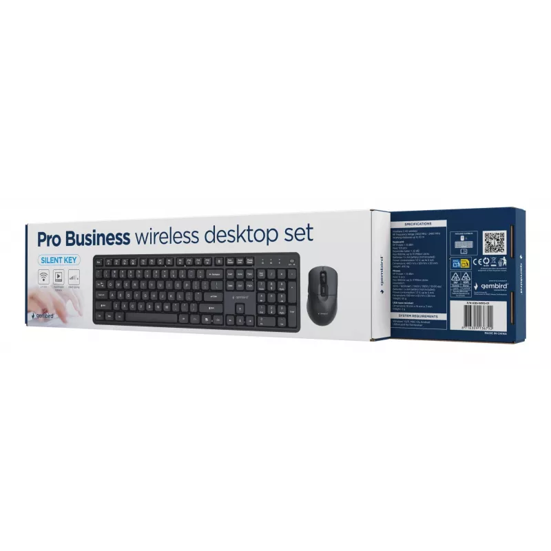 Gembird KBS-WMS-01 conjunto teclado e rato sem fios, inglês, preto