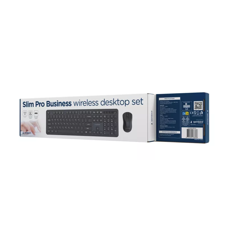 Gembird KBS-WPS-01 conjunto teclado e rato sem fios, inglês, preto