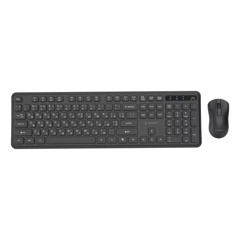 Gembird KBS-WPS-01-CYRL conjunto teclado e rato sem fios, cirílico, preto