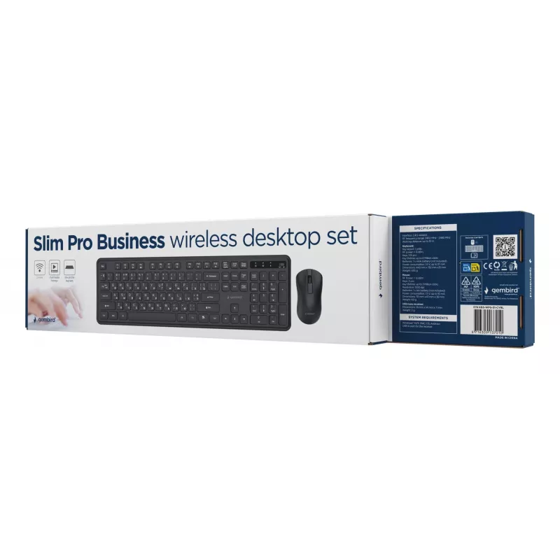 Gembird KBS-WPS-01-CYRL conjunto teclado e rato sem fios, cirílico, preto