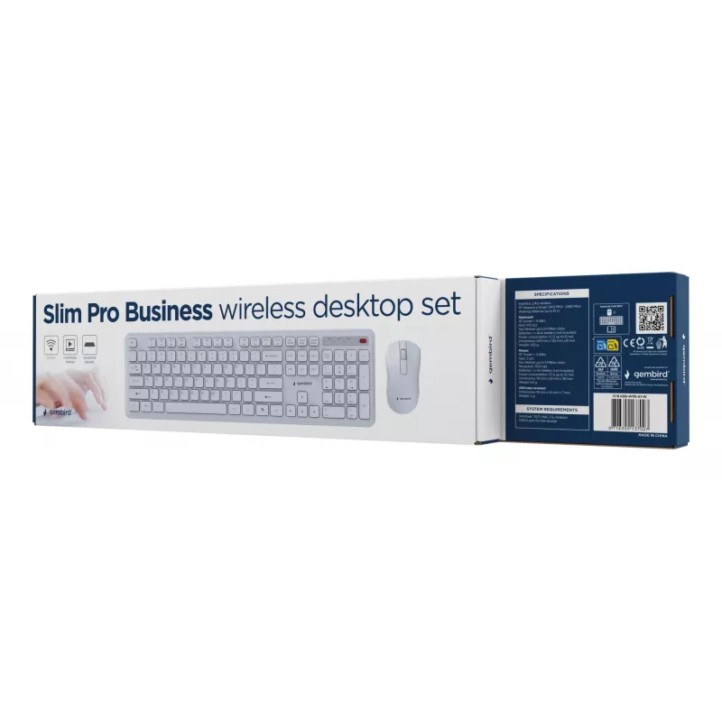 Teclado + rato sem fios ENG/BR KBS-WPS-01-W Gembird