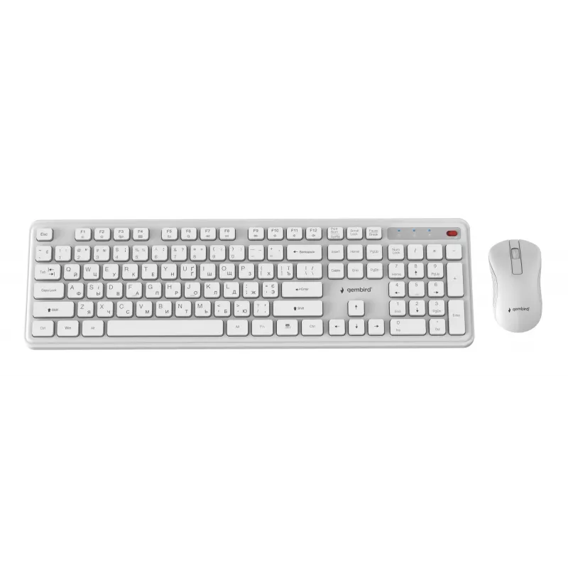 Gembird KBS-WPS-01-W-CYRL conjunto teclado e rato sem fios, cirílico, branco