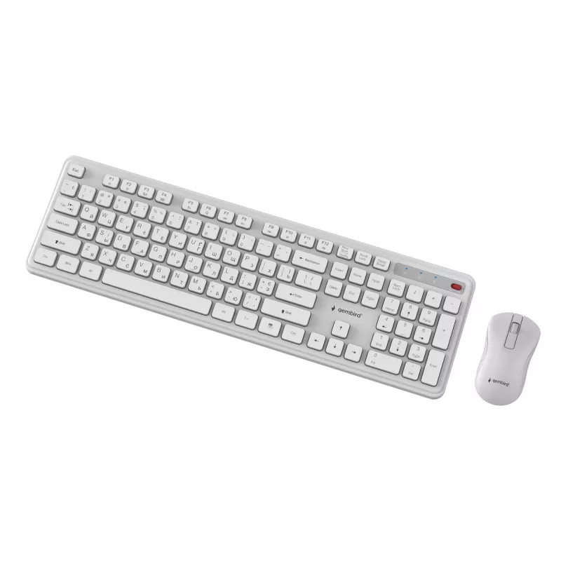 Gembird KBS-WPS-01-W-CYRL conjunto teclado e rato sem fios, cirílico, branco