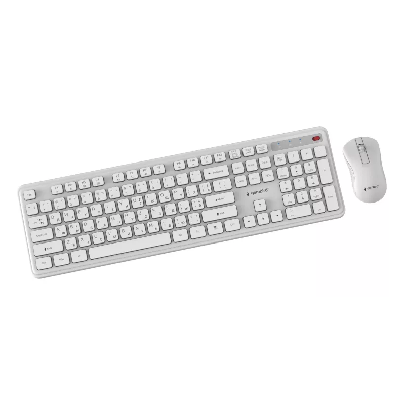 Gembird KBS-WPS-01-W-CYRL conjunto teclado e rato sem fios, cirílico, branco