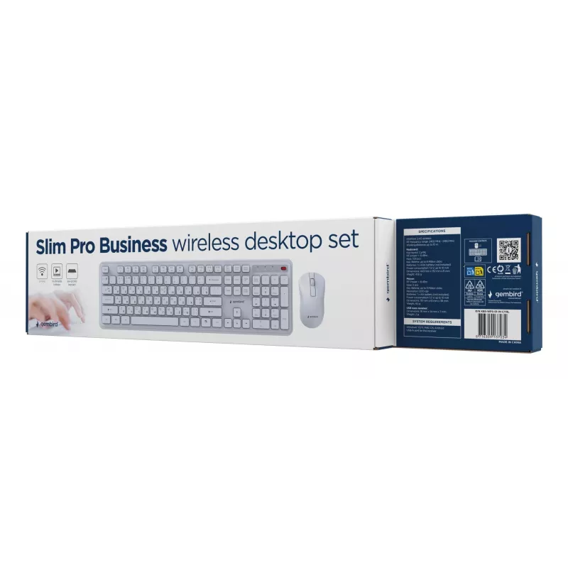 Gembird KBS-WPS-01-W-CYRL conjunto teclado e rato sem fios, cirílico, branco