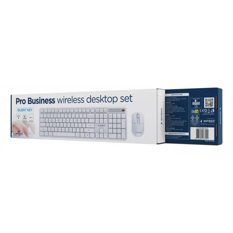 Teclado + rato sem fios ENG/BRANCO KBS-WMS-01-W Gembird