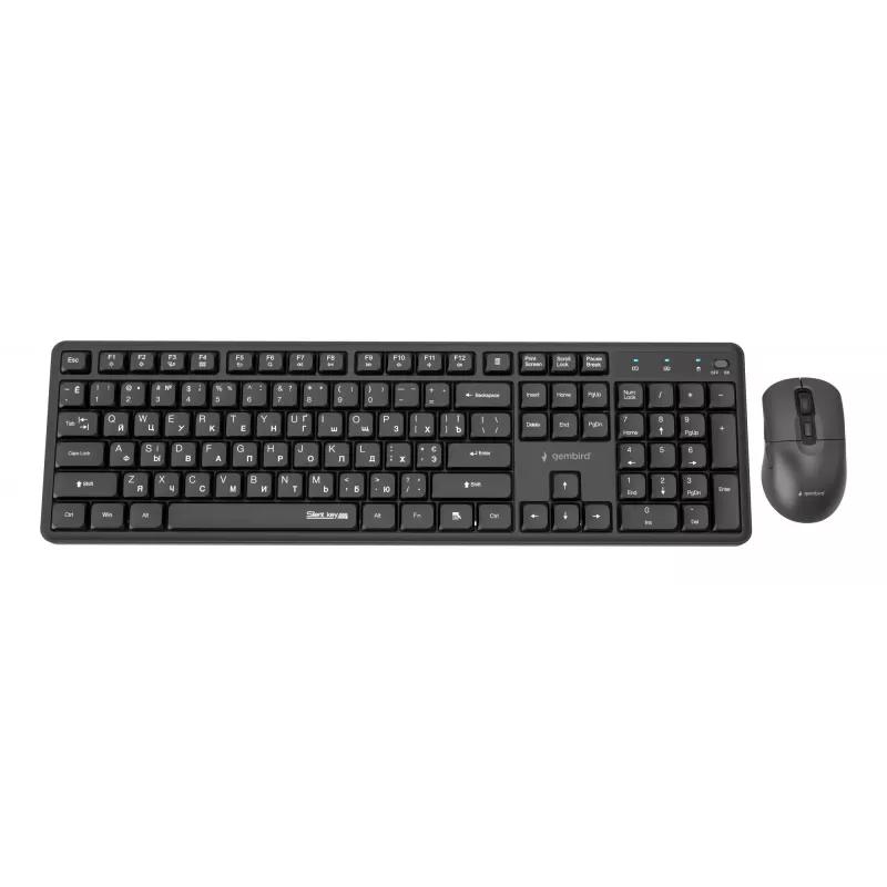Gembird KBS-WMS-01-CYRL conjunto teclado e rato sem fios, cirílico, preto