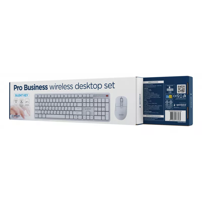 Teclado + rato sem fios KBS-WMS-01-W-CYRL Gembird