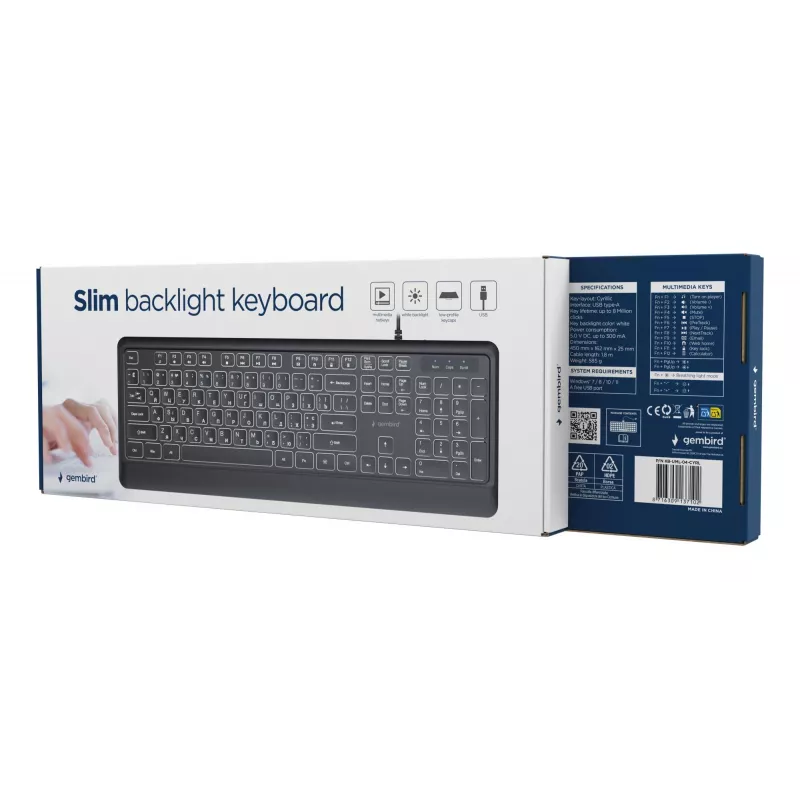 Teclado Multimédia USB CIRÍLICO/Preto KB-UML-04-CYRL Gembird