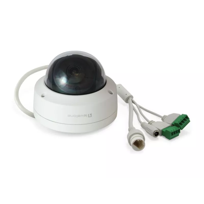 LevelOne GEMINI Câmara IP de rede fixa dome, 4 megapixels, H.265, 802.3af PoE, LEDs infravermelhos, Interior/Exterior