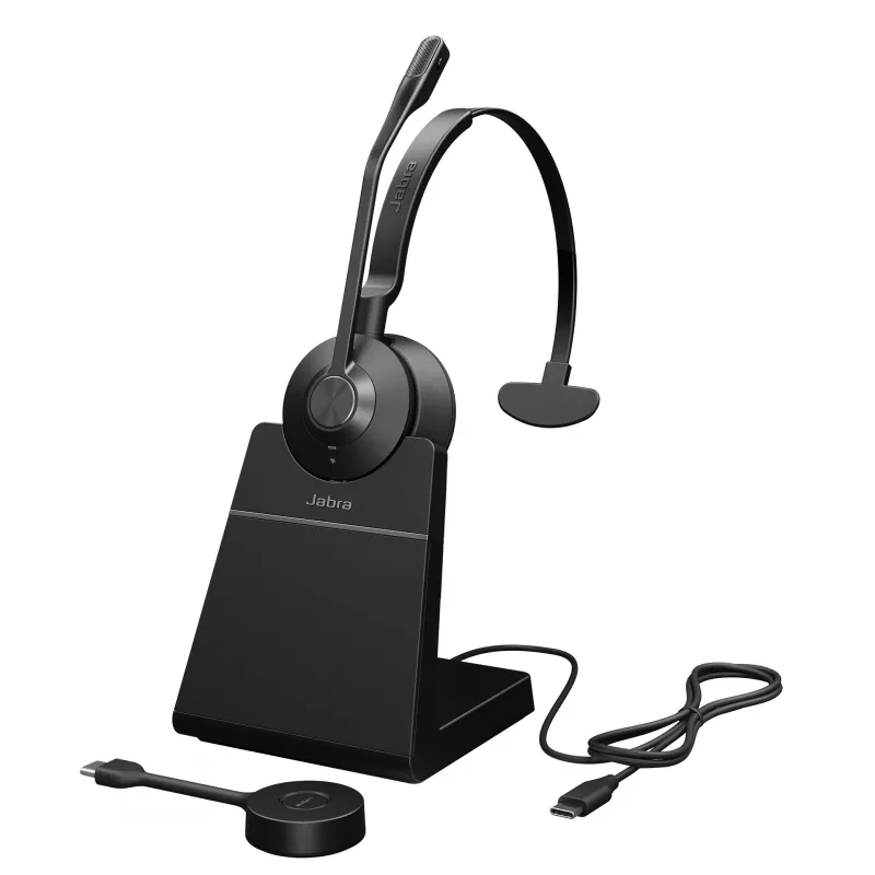 Jabra Engage 55 - USB-C UC Mono Stand, EMEA/APAC, Sem fios, Escritório/Call center, 57 g, Headset, Preto