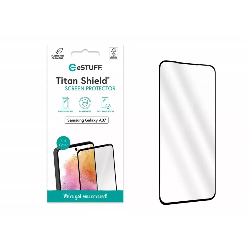 eSTUFF Samsung Galaxy A37 Proteção total Película de vidro para ecrã. Titan Shield proteção de ecrã transparente 1 unidade
