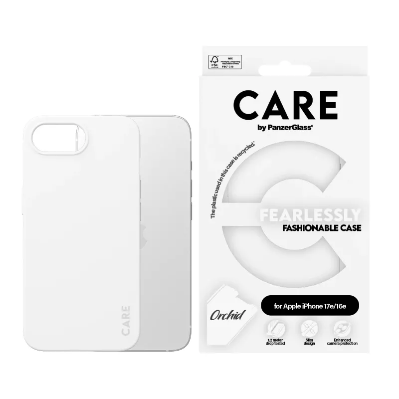 PanzerGlass CARE™ by ® capa White Orchid iPhone 17e | 16e, capa, Apple - iPhone 16e, Apple - iPhone 17e, branco