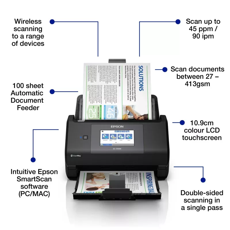 Epson WorkForce ES-590W Digitalizador de alimentação 600 x 600 DPI A4 Preto